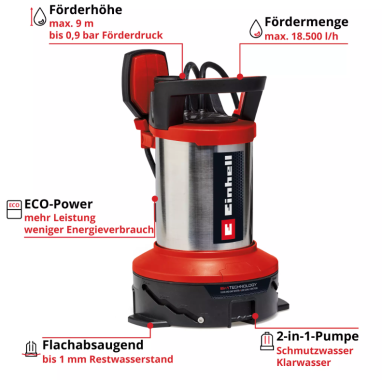 Einhell Schmutzwasserpumpe Flutset GE-DP 7535 N LL ECO, 4181515